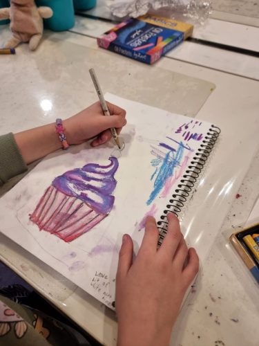 Drawing a cup cake - kids art classes